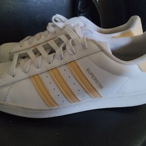 Adidas Superstar White and Orange Sneakers